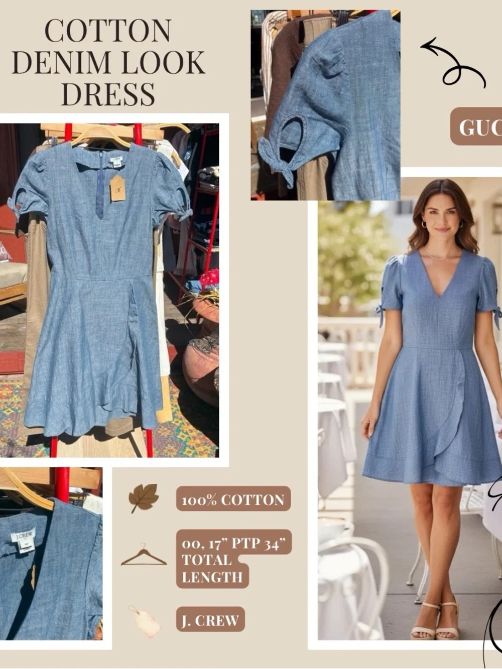 J. Crew Blue Cotton Denim-Look Mini Dress